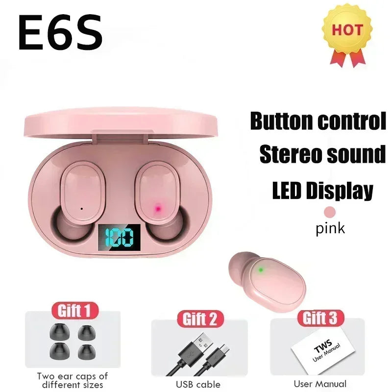 E6S Wireless Bluetooth Earphones | Noise Cancelling TWS Sport Buds ID