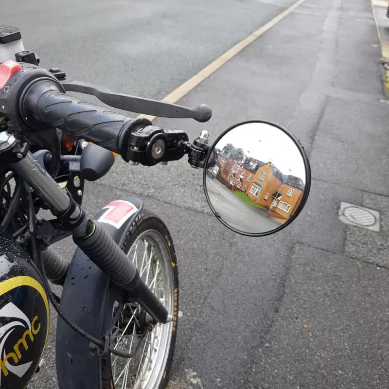 Universal 22mm Round Bar End Mirrors - Foldable Black Aluminum