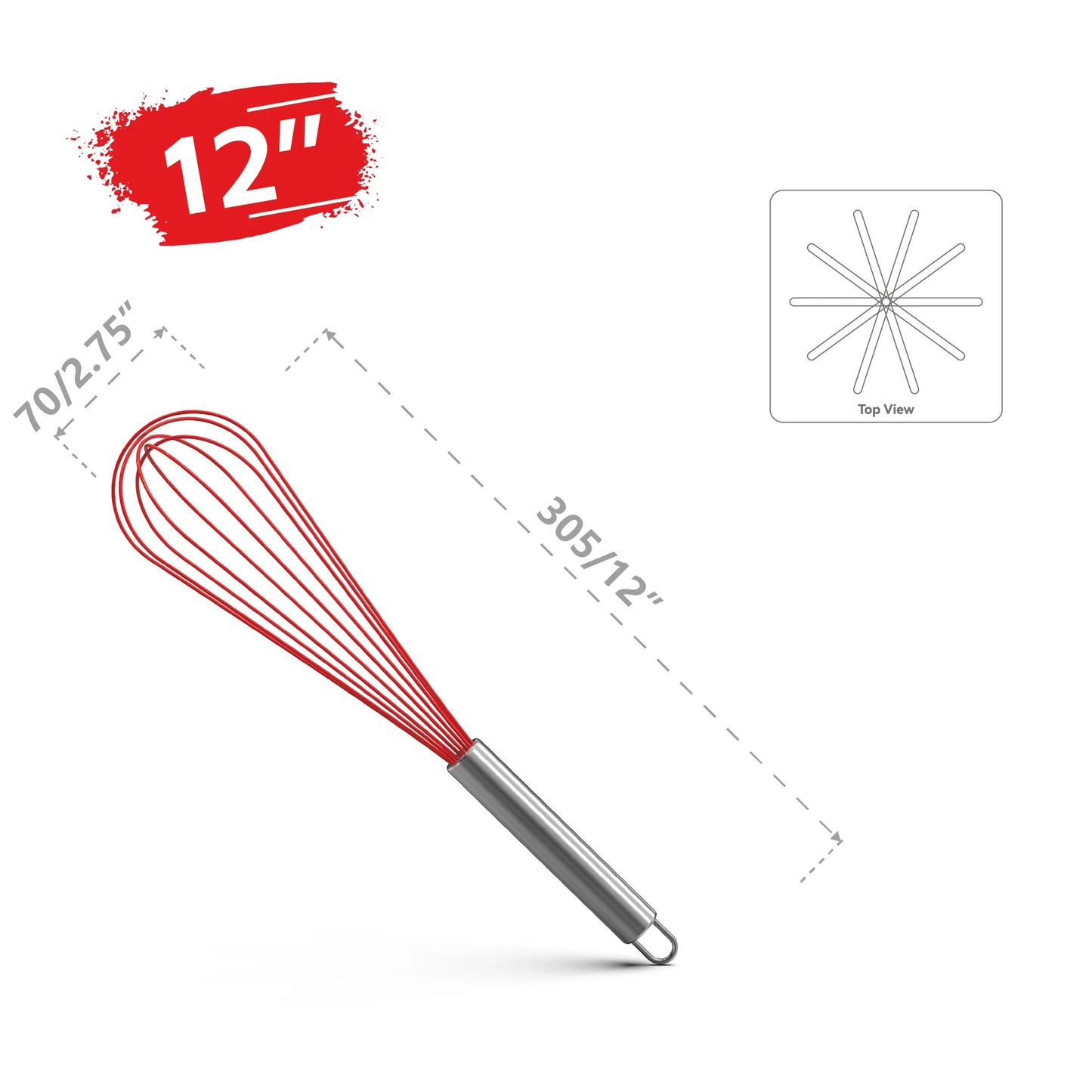 Stainless Steel Balloon Whisk Set | 8" 10" 12" Manual Egg Beater Tools
