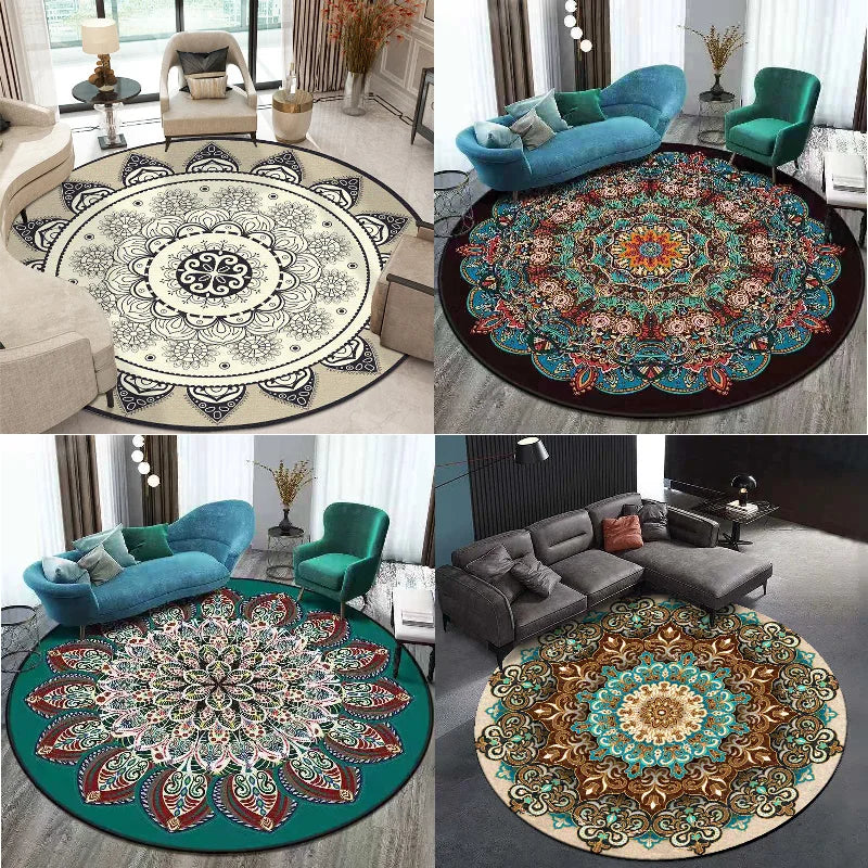 Bohemia Mandala Round Carpet - Geometric Ethnic Floor Mat