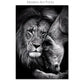 Black & White Lion Canvas Painting | Modern Animal Wall Art Mural Print