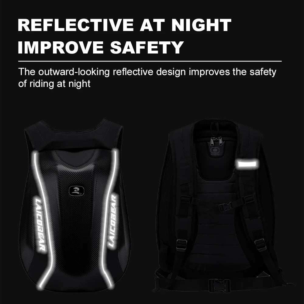 48L Waterproof Motorcycle Backpack | Hard Shell Full Face Helmet Bag