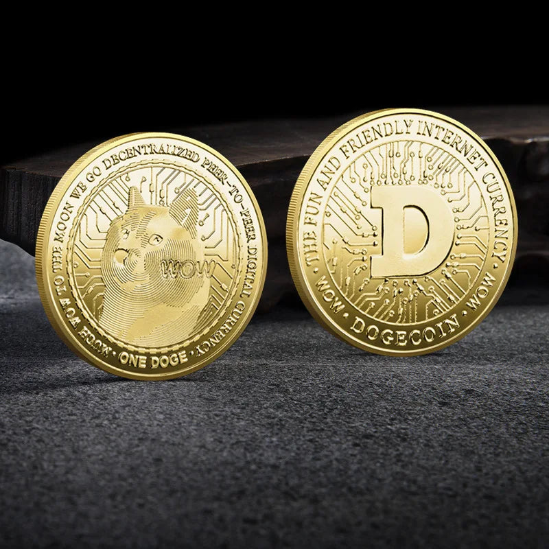Dogecoin Collectible Coin | Gold Silver Plated Crypto Souvenir Gift Set