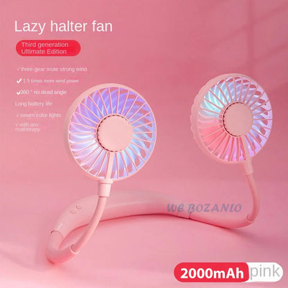 Portable Neck Fan | Hands Free USB Rechargeable 3-Speed Dual Fan Set