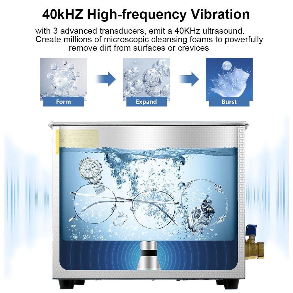 3L Digital Ultrasonic Cleaner | Heated Jewellery Glasses & Dental Bath