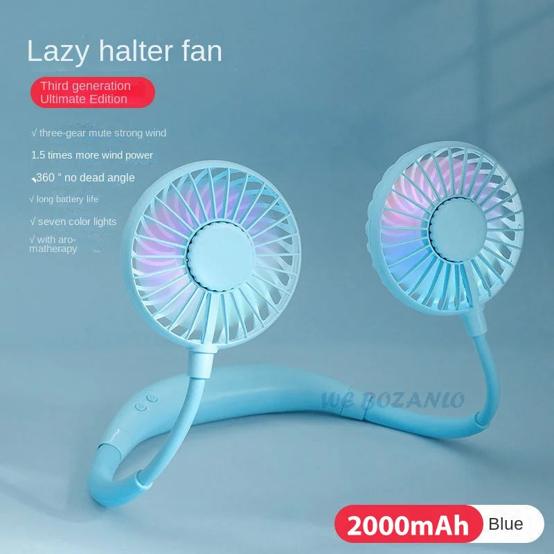 Portable Neck Fan | Hands Free USB Rechargeable 3-Speed Dual Fan Set