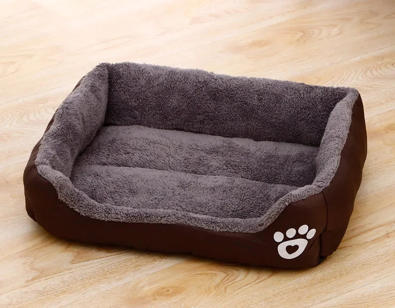 Large Dog Bed Warm Square Nest | Plush Pet Kennel Puppy Basket Cushion