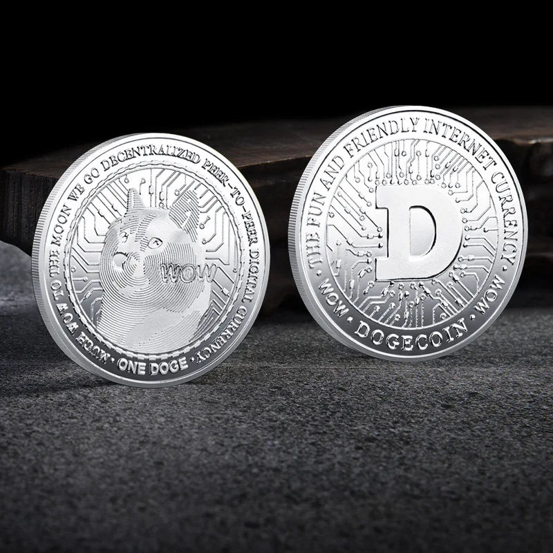 Dogecoin Collectible Coin | Gold Silver Plated Crypto Souvenir Gift Set