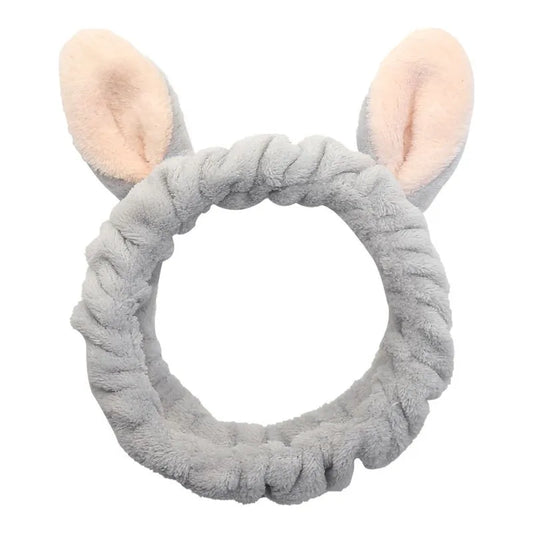 Rabbit Ear Face Wash Headband - Soft Elastic Makeup Hairband