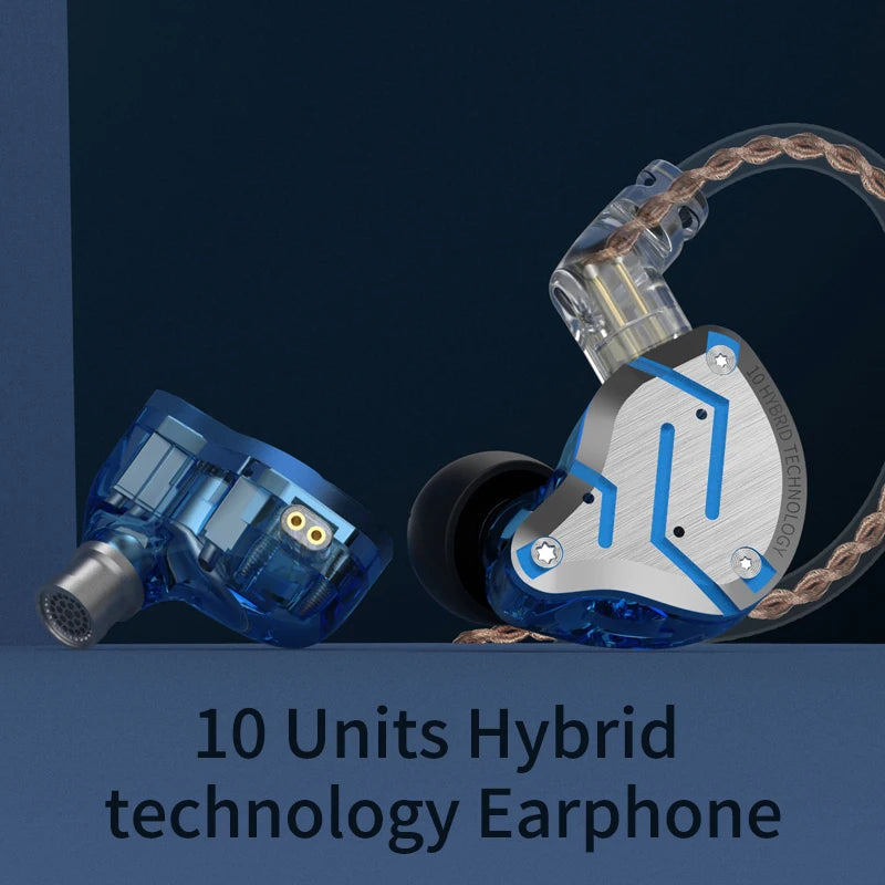 KZ ZS10 Pro 4BA+1DD Hybrid Metal Earphones | 10-Driver HIFI Bass IEM