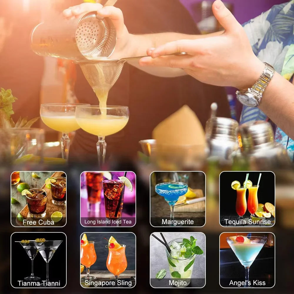 25pc Boston Cocktail Shaker Set | Professional Bartender Kit & Stand