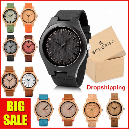 Wooden Watch with Leather Strap | Handmade Eco-Friendly Quartz Gift