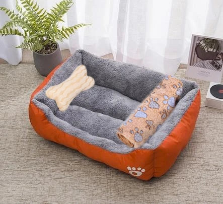 Large Dog Bed Warm Square Nest | Plush Pet Kennel Puppy Basket Cushion