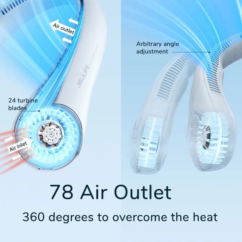 4000mAh Portable Bladeless Neck Fan - 5 Speeds, Rechargeable