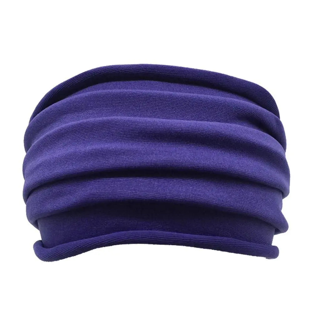 Nonslip Elastic Yoga Headband - Wide Navy Sports Hairband