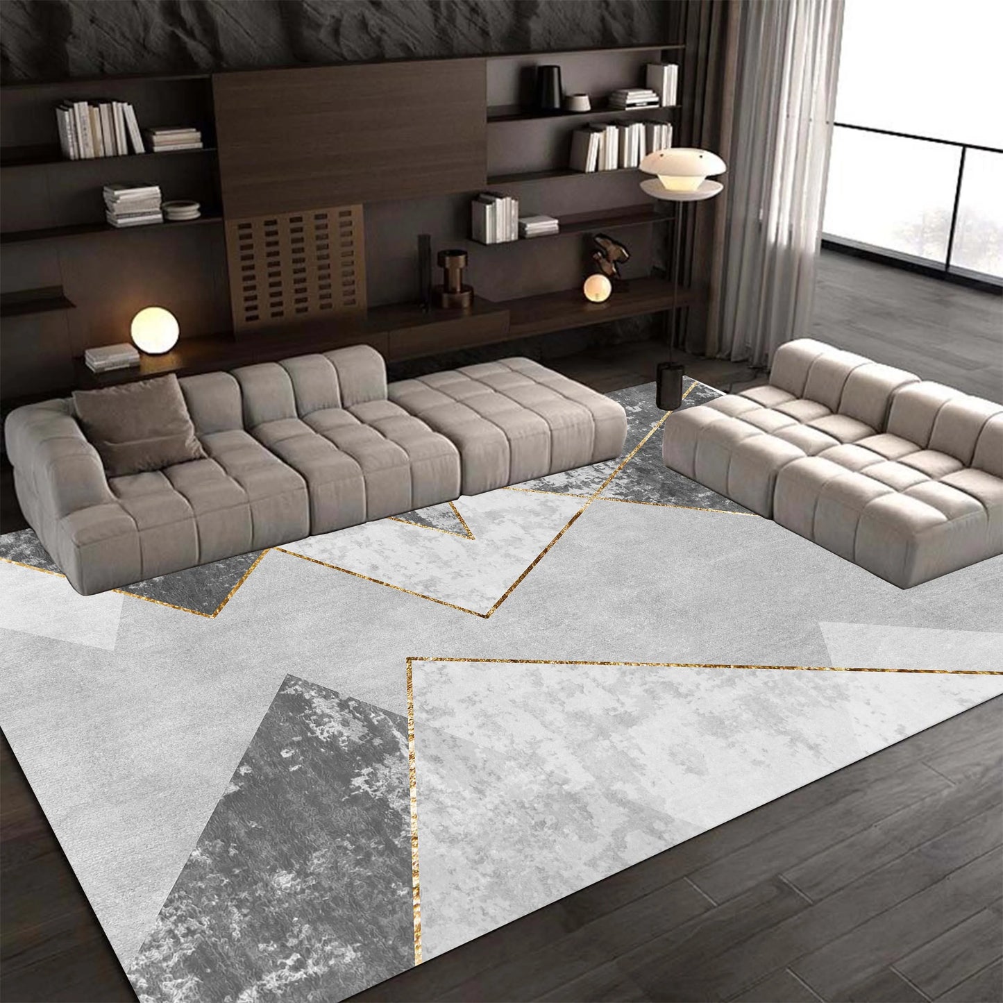 Large Grey Nordic Style Carpet | Deluxe Lounge Rug & Bedroom Floor Mat