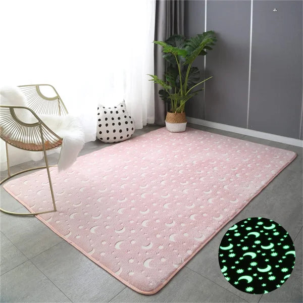 Glow in the Dark Stars Rug | Luminous Non-Slip Kids Room Bedroom Mat