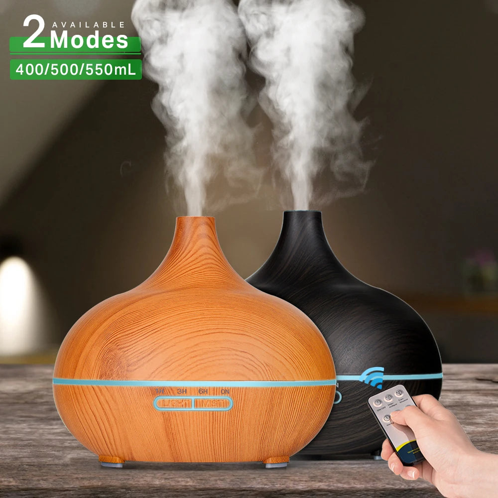 500ml Wood Grain Essential Oil Diffuser | Ultrasonic Aroma Humidifier