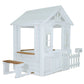 Teddy V2 Cubby House | White Timber Playhouse with Veranda