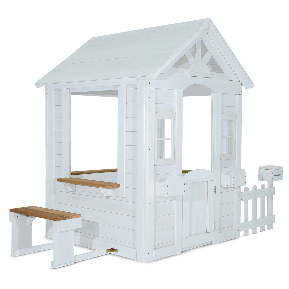 Teddy V2 Cubby House | White Timber Playhouse with Veranda