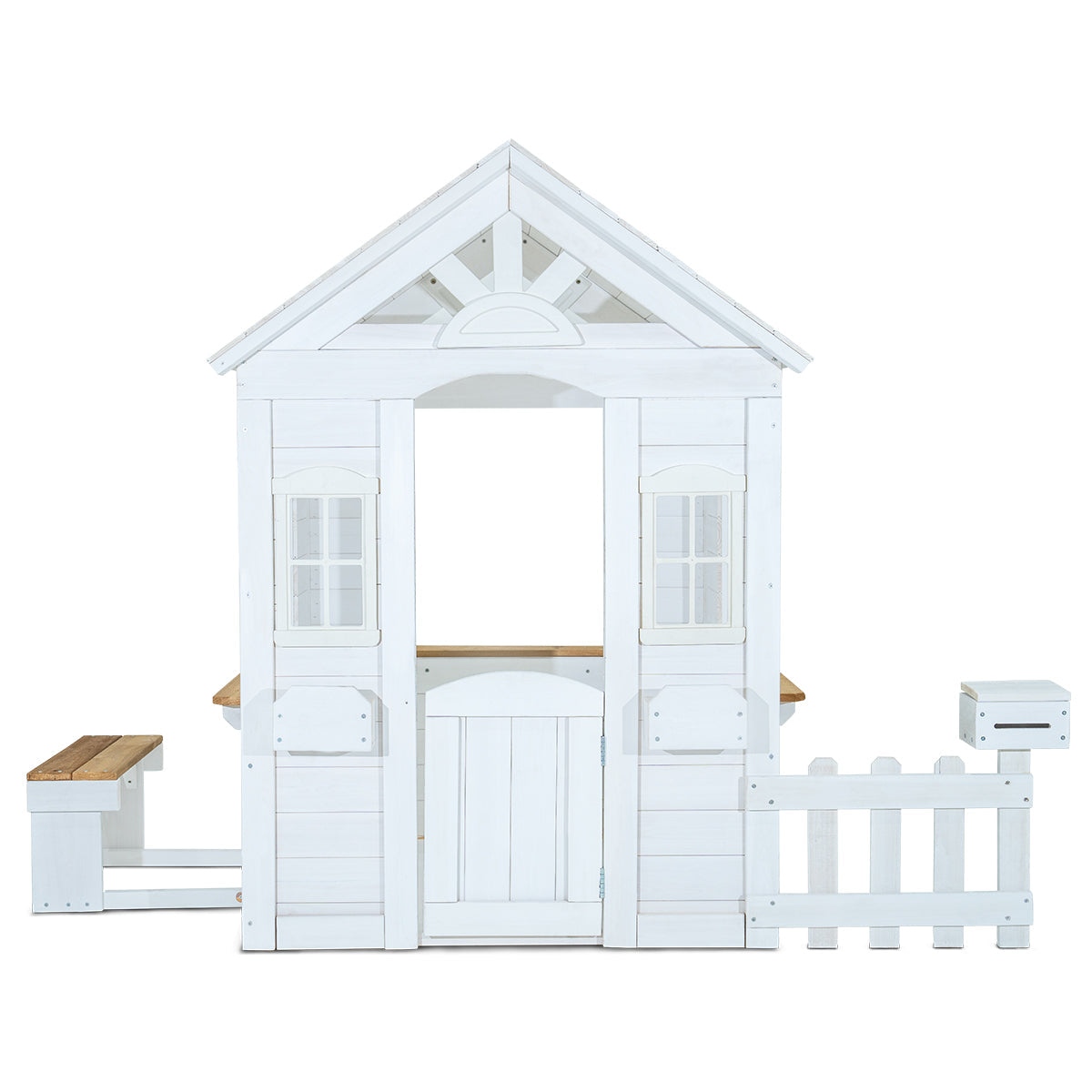 Teddy V2 Cubby House | White Timber Playhouse with Veranda