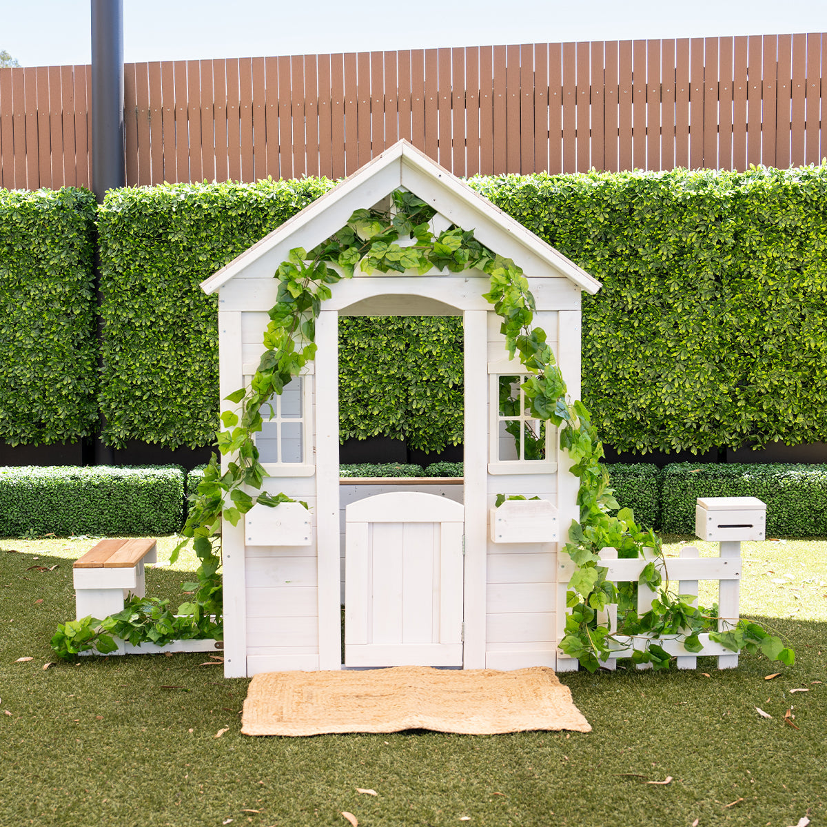 Teddy V2 Cubby House | White Timber Playhouse with Veranda