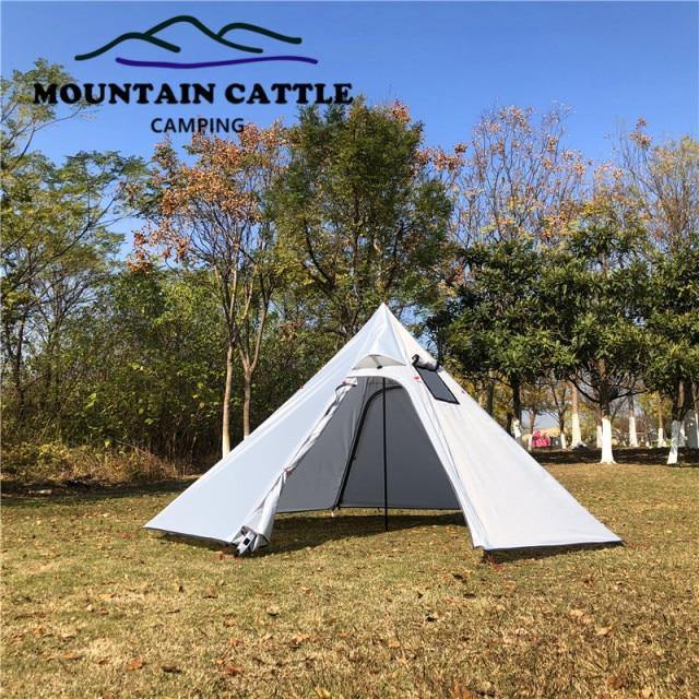 3-4 Person Ultralight Pyramidal Big Camping Tent with Chimney Hole Awnings - Buy Confidently with Smart Sales Australia