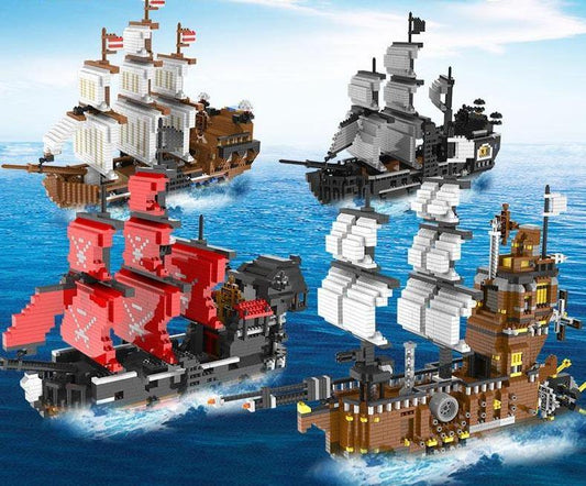 3D Building Diamond Blocks Caribbean Pirate Sailing Model For Kids - Buy Confidently with Smart Sales Australia