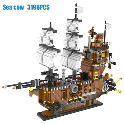 3D Building Diamond Blocks Caribbean Pirate Sailing Model For Kids - Buy Confidently with Smart Sales Australia