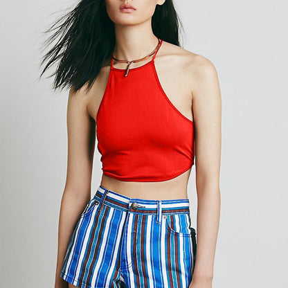 6 Colors  All-match Sexy Backless Bandage Halter Crop Top Women's  Summer Fashion Candy Short Camis Cropped Bustier Top - Buy Confidently with Smart Sales Australia