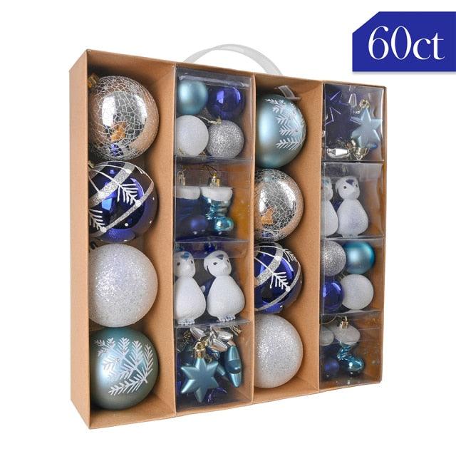 60 Piece Christmas Tree Ornament Set for Gift and Home Decor - Buy Confidently with Smart Sales Australia