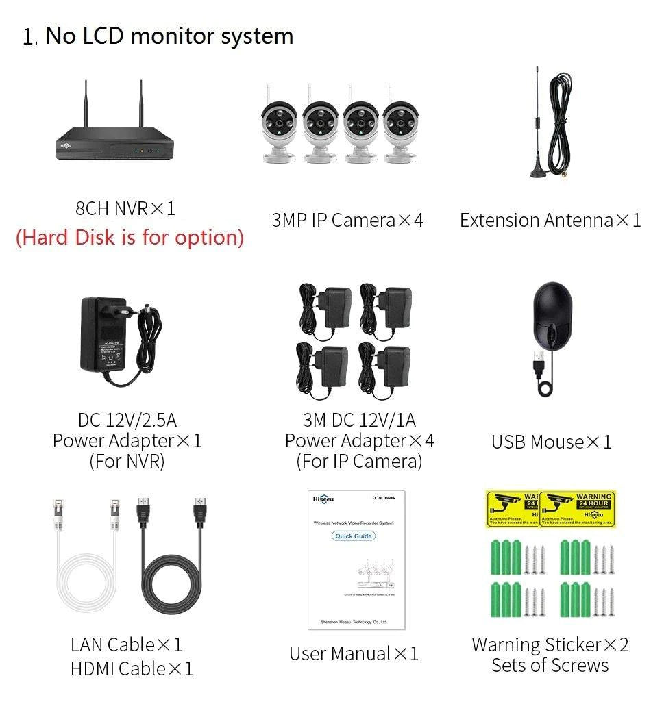 8CH Wireless 1536P 1080P Video Camera Surveillance LCD Monitor Kit - Buy Confidently with Smart Sales Australia