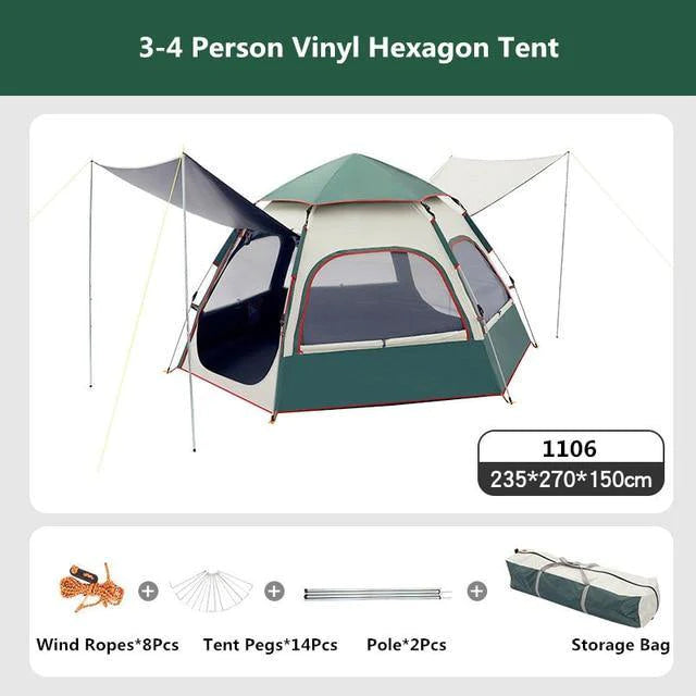 Automatic Hexagon Thickened Camping Tent For Family Outdoor Activities - Buy Confidently with Smart Sales Australia