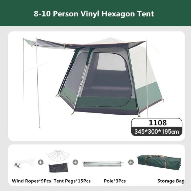 Automatic Hexagon Thickened Camping Tent For Family Outdoor Activities - Buy Confidently with Smart Sales Australia