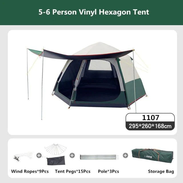 Automatic Hexagon Thickened Camping Tent For Family Outdoor Activities - Buy Confidently with Smart Sales Australia