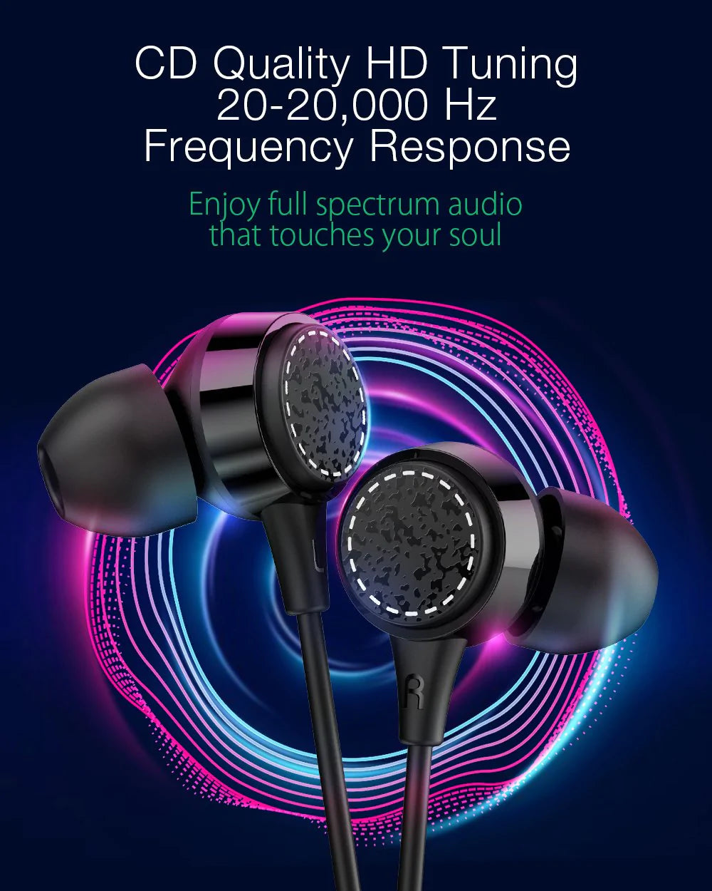 BlitzWolf BW-ES3 In Ear Earphone w/ Dynamic Driver Stereo Audio and 3.5mm Connection IPX5 Waterproof Earphone with Mic - Buy Confidently with Smart Sales Australia