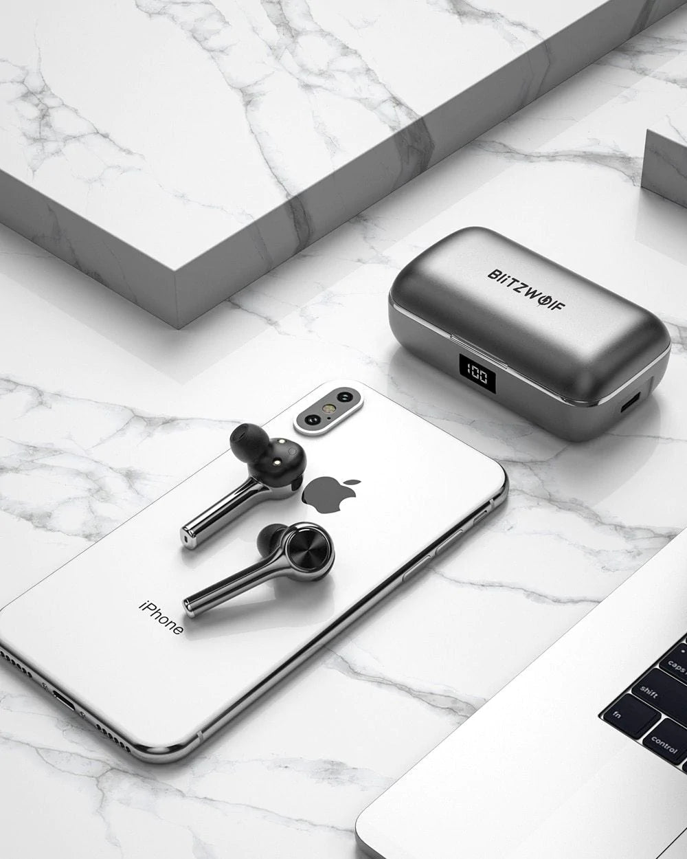 BlitzWolf BW-FYE6 Bluetooth V5.0 In-Ear Earphones | Digital Display Touch Control | Graphene Portable Charger Carry Case for Smartphones - Buy Confidently with Smart Sales Australia