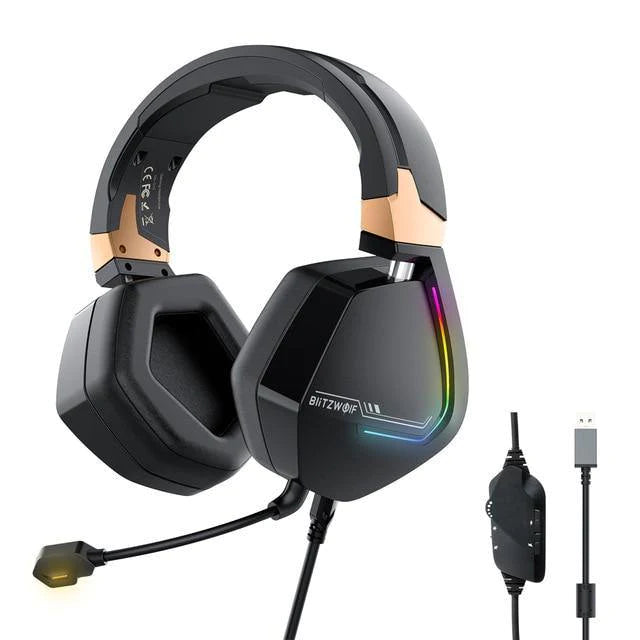 BlitzWolf BW-GH2 Gaming Headphones 7.1 Channel 53mm Driver USB Wired RGB Gamer Headset with Mic for PC for PS3/4 Headphone - Buy Confidently with Smart Sales Australia