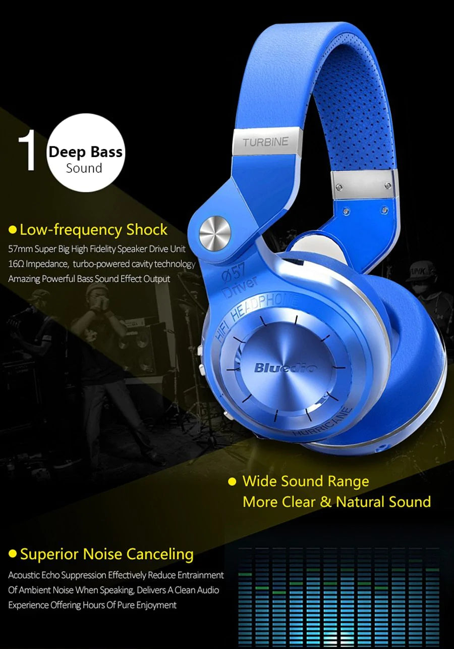 Bluedio T2+ Powerful Bass Stereo Bluetooth 5.0 Headphone Wireless Headset Support FM Radio Micro-SD Card Play With Microphone - Buy Confidently with Smart Sales Australia