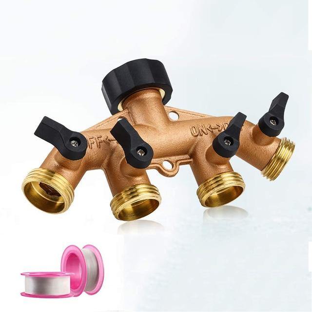 Brass Garden Hose Water Splitter With Tap Connector Independent Valve 2 Or 4 Way - Buy Confidently with Smart Sales Australia