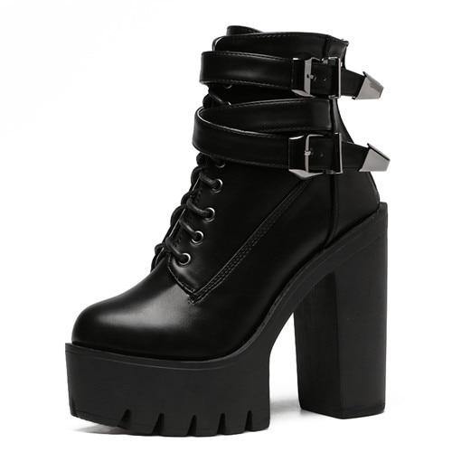 Buckle Lace Up Fashionable Leather Boots For Women - Buy Confidently with Smart Sales Australia