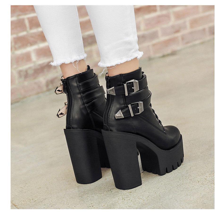 Buckle Lace Up Fashionable Leather Boots For Women - Buy Confidently with Smart Sales Australia