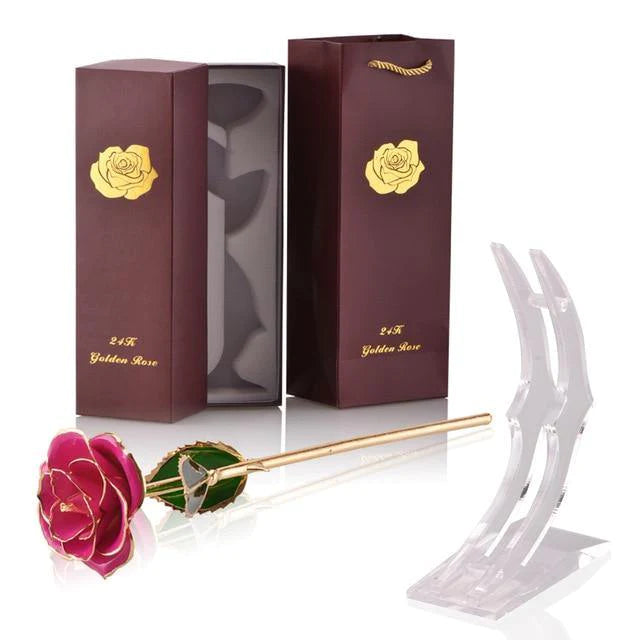 Classy Artificial Rose Everlasting Flower Dipped in 24K Gold Gift for Women - Buy Confidently with Smart Sales Australia