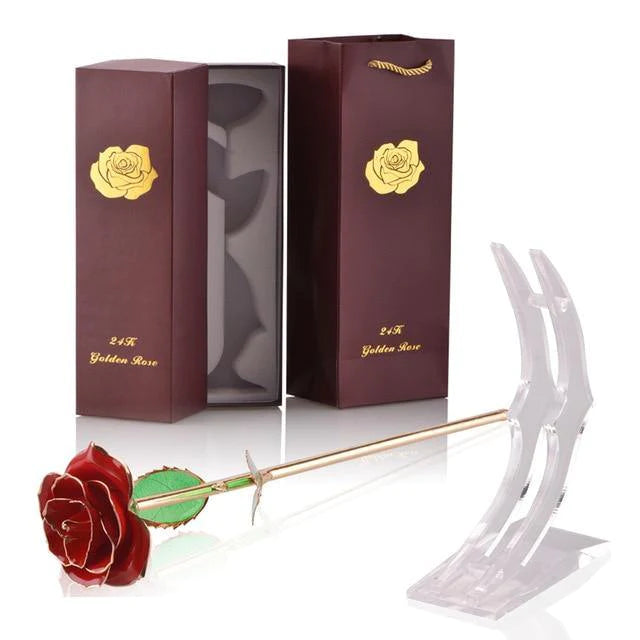 Classy Artificial Rose Everlasting Flower Dipped in 24K Gold Gift for Women - Buy Confidently with Smart Sales Australia