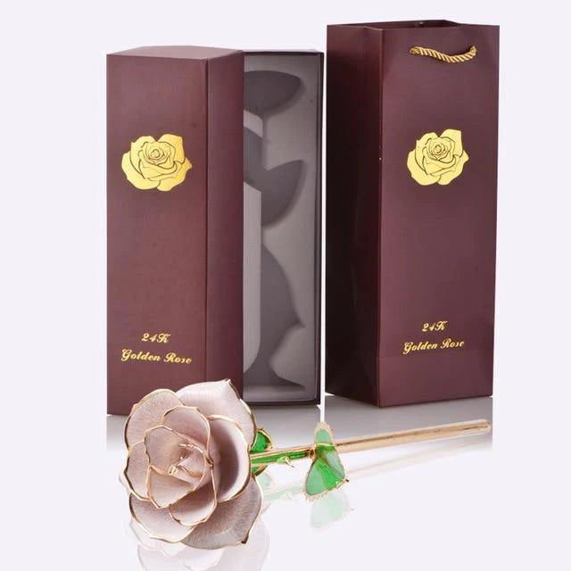 Classy Artificial Rose Everlasting Flower Dipped in 24K Gold Gift for Women - Buy Confidently with Smart Sales Australia