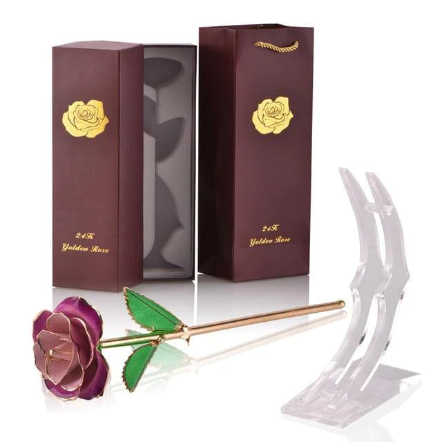 Classy Artificial Rose Everlasting Flower Dipped in 24K Gold Gift for Women - Buy Confidently with Smart Sales Australia