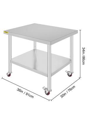 Commercial Stainless Steel Tables with Caster Wheels - 7 Sizes - Buy Confidently with Smart Sales Australia