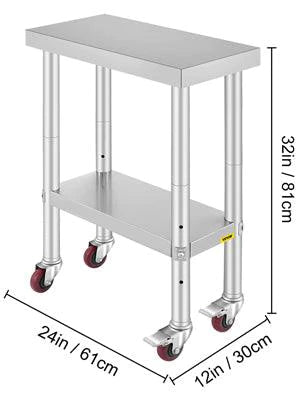 Commercial Stainless Steel Tables with Caster Wheels - 7 Sizes - Buy Confidently with Smart Sales Australia