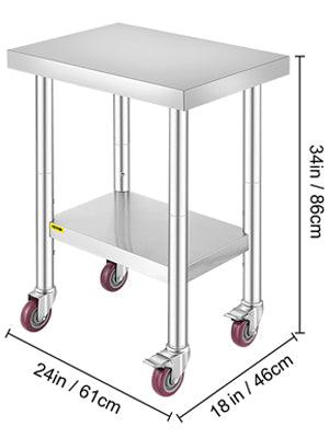 Commercial Stainless Steel Tables with Caster Wheels - 7 Sizes - Buy Confidently with Smart Sales Australia