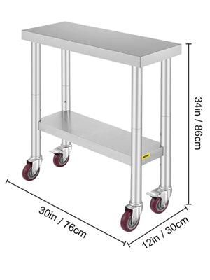 Commercial Stainless Steel Tables with Caster Wheels - 7 Sizes - Buy Confidently with Smart Sales Australia